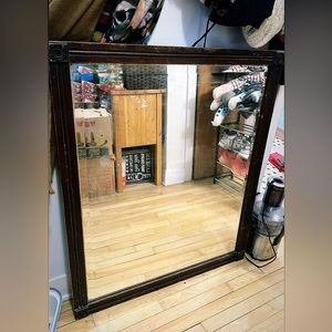 Vintage heavy crystal mirror with wooden frame